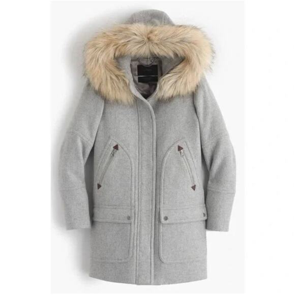 J. Crew Chateau Parka Italian Wool Stadium Cloth Grey - Picture 2 of 13